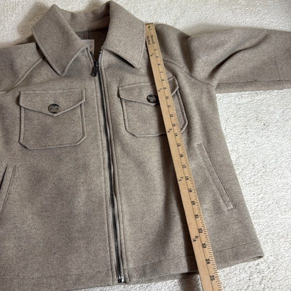 Avec Les Filles Relaxed Zip Front Shacket Jacket Oatmeal Tan Felted-L - Picture 4 of 6